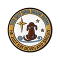 Orange enamel dog pin badge with the text The Day God Made Dogs and He Just Sat Down And Smiled - Dog Shadow Design (The Day God Made Dogs) (QHXZ5594)