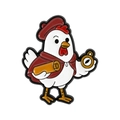 Broche en émail coq dessin animé avec béret rouge, cape, boussole et parchemin - Style Coq Explorateur (QHXZ5616)