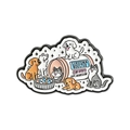 Pin's en émail Serotonin Booster avec cinq chiens mignons et un flacon de gélules - Style Bouteille Médicament Chiens (UVXZ238)