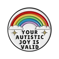 Pin's arc-en-ciel en émail avec texte Your Autistic Joy Is Valid et étoiles - Style Votre Joie Autistique Est Valide (UVXZ234)