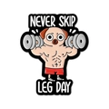 Pin esmaltado de perro musculoso con pesas y frase Never Skip Leg Day para fitness - Estilo Perro Musculoso (QHXZ5669)