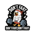 Pin de esmalte de pato musculoso gracioso levantando pesas con el eslogan Don't Fart - Estilo Pato Musculoso (QHXZ5670)