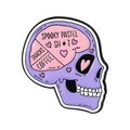 Spilla in smalto a forma di teschio pastel goth con scritte snacks, coffee e spooky - Stile Spooky Pastel Viola Rosa (QHXZ5664)