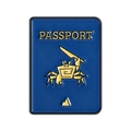 Spilla smaltata passaporto creativa con granchio dorato su distintivo in acciaio blu - Stile Passaporto Granchio (QHXZ5562)