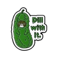 Funny Dill with it enamel cat pickle pin with green enamel finish and metal lettering - Pickle Cat Style (QHXZ5665)