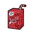 Emaille-Anstecker im roten Saftkarton-Design mit Self Love Juice und Herzmustern - Saftbox Stil (QHXZ5726)
