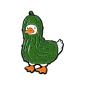 Creative white duck in a green cucumber suit enamel pin with metal texture - Pickle Duck Style (QHXZ5666)