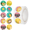 Rollo de 500 pegatinas de recompensa para niños con animales como león y koala infantiles - Pegatinas De Recompensa Motivacionales Para Niños