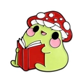 Épingle émaillée grenouille mignonne avec chapeau champignon lisant livre pour sac - Style Lecture Champignon (QHXZ5673)