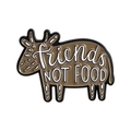 Brown cow enamel pin with friends NOT FOOD text for vegan animal lovers and accessories - Friends Not Food Cow Style (QHXZ5677)