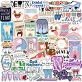 50pcs waterproof cartoon dental stickers for laptop and luggage with dentist humor - Mixed Styles