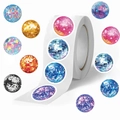 500pcs Disco Ball sticker roll with colorful mosaic mirror designs for DIY crafts - Disco Ball Style / 500 Sheets/Roll / Multicolor
