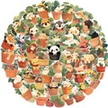 Set of 50 waterproof cartoon animal and plant PET stickers for journals and laptops - Transparent Cartoon Animal Plant Style