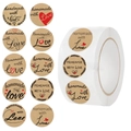 Rotolo da 500 adesivi in carta kraft con scritta handmade with love e cuore rosso - Stile Homemade with Love (JJT076)