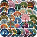 50 stuks kleurrijke waterdichte Levensboom stickers voor laptop en gitaar DIY - Levensboom-serie