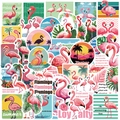 Variety pack of 50 waterproof cartoon flamingo graffiti stickers for laptops and guitars - Flamingo Theme