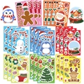 Set di adesivi natalizi fai-da-te con Babbo Natale e pupazzi di neve per lavoretti creativi - Serie Collage Cartoni Animati Natale