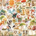 50er Set Aquarell Waldtiere und Pilze Aufkleber wasserfest für Laptops und Gitarren - Waldmärchen