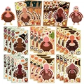 Kit d'autocollants de dinde de Thanksgiving DIY avec chapeaux de pèlerin et feuilles d'automne - Styles Multiples Dinde de Dessin Animé