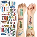 Autocollants de tatouage temporaire de voitures et bus pour fêtes d'enfants - Série Camions