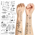 Waterproof black and white temporary tattoo stickers with geometric and floral patterns - Black White Series
