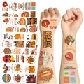 Waterdichte Thanksgiving tijdelijke tatoeages set met kalkoen en pompoen voor kinderfeestjes - Thanksgiving Serie