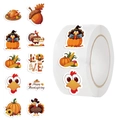 Rotolo da 500 adesivi a tema tacchino del Ringraziamento per buste e decori - Adesivi a Tema Ringraziamento (JJT119)