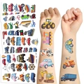 Tatouages temporaires pour enfants, motifs véhicules colorés, voitures et camions - Série de Transports