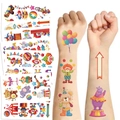 Cartoon Zirkus Temporäre Tattoos Set mit Clown und Elefant Motiven für Partys - Zirkus-Serie