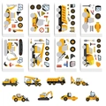 DIY Baustellen-Fahrzeug Sticker-Set für Kinder mit 8 Bagger- und LKW-Modellen zum Basteln - Set mit 8 Blatt