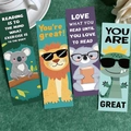 Set di 4 segnalibri con simpatici animali tra cui koala e leone su sfondo di velluto - Set di animali dei cartoni animati