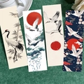 Lot de quatre marque-pages en papier vintage avec grues et style de peinture à l'encre - Série Grue / 30 Feuilles