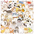 Pack of 50 waterproof cartoon cat stickers for laptop and guitar decoration - Meme Cats Style