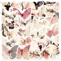 Detalle de pegatinas de mariposas estilo tinta con acentos de caligrafía y bordes blancos - 30 Hojas / Estilo 3