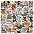 Detailed flat lay of cute cartoon animal reading stickers with waterproof PVC finish - Animal Reading Style 2