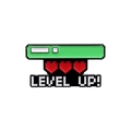 Retro pixel game LEVEL UP! enamel pin with green progress bar and heart icons - Level Up (QHXZ3142)