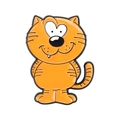 Süße orangefarbene Emaille-Anstecknadel mit Metallkanten für die Kleidungsdekoration - Orangefarbene Katze Mit Großem Gesicht (QHXZ5729)