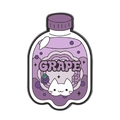 Süße lila Traubensaftflasche Emaille-Anstecknadel mit Katzenmotiv und GRAPE-Schriftzug - Traubengetränk-Stil (UVXZ147)