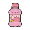 Broche en émail bouteille de jus de pêche mignonne avec visage souriant et finis rose - Style de Pêche Rose (UVXZ148)