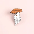 Pin de esmalte fantasma con paraguas naranja a cuadros para accesorio de Halloween - Estilo Fantasma Con Paraguas (XZ2393)