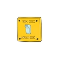 Cartoon switch enamel pin featuring Book ON World OFF slogan in bright yellow finish - Yellow Switch Style (XZ2232)