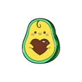 Spilla in smalto a forma di avocado con nocciolo a cuore e simpatico viso sorridente - Set Forma Avocado (XZ2588)