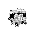 Retro-Kamera-Emaille-Anstecknadel mit Blumen und Berglandschaft in Schwarz und Weiß - Kamera-Stil (XZ2638)