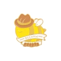 Cute cartoon BEEHAW honey bee enamel brooch pin with cowboy boots and yellow finish - Cowboy Bee Style(XZ2433)