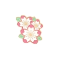 Detailed view of cluster cherry blossom enamel brooch with pink and white sakura petals - Triple Cluster Pink And White Sakura Style (XZ3353)