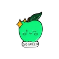 Go Green smiling apple enamel pin with yellow stars and vibrant green finish - Green Apple Style (XZ3421)