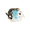 Yin Yang koi fish enamel pin with black and white carps and golden finish detail - Tai Chi Koi Fish Style (xz3324)