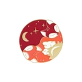 Yin Yang style circular enamel brooch featuring two foxes with moon and star motifs - Star Moon Fox Style (xz3326)