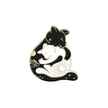 Yin Yang Katzen Emaille-Anstecknadel mit Himmelsmotiven in runder Umarmung - Yin Yang Katze Stil (xz3325)