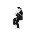 Detalle del pin de esmalte en blanco y negro de Pulp Fiction con pose de baile - Estilo de Figura Masculina de Película (xz3522)